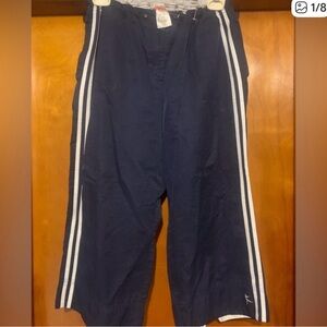 Navy Blue Track Pants with White Stripes